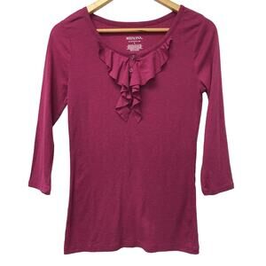 Merona Top The Ultimate Henley Womens Small Purple Ruffle